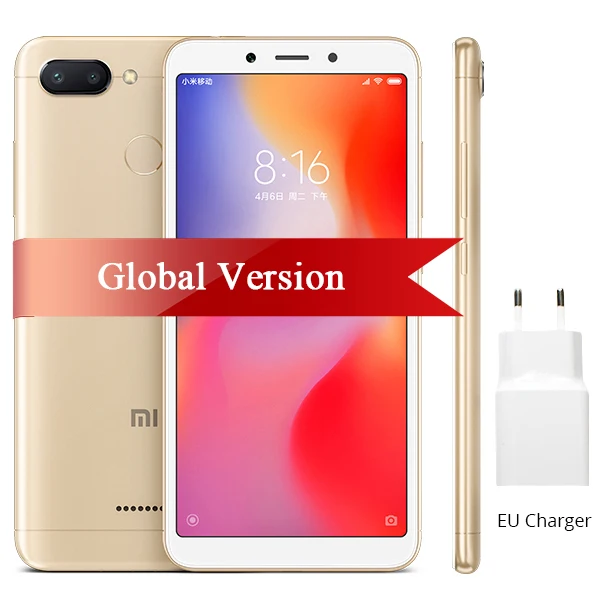Gold Xiaomi Redmi 6 с глобальной версией, 4 Гб ОЗУ, 64 Гб ПЗУ, смартфон Helio P22, Восьмиядерный процессор, 12 Мп+ 5 МП, две камеры, 5,45 дюйма, аккумулятор 3000 мАч - Цвет: Gold