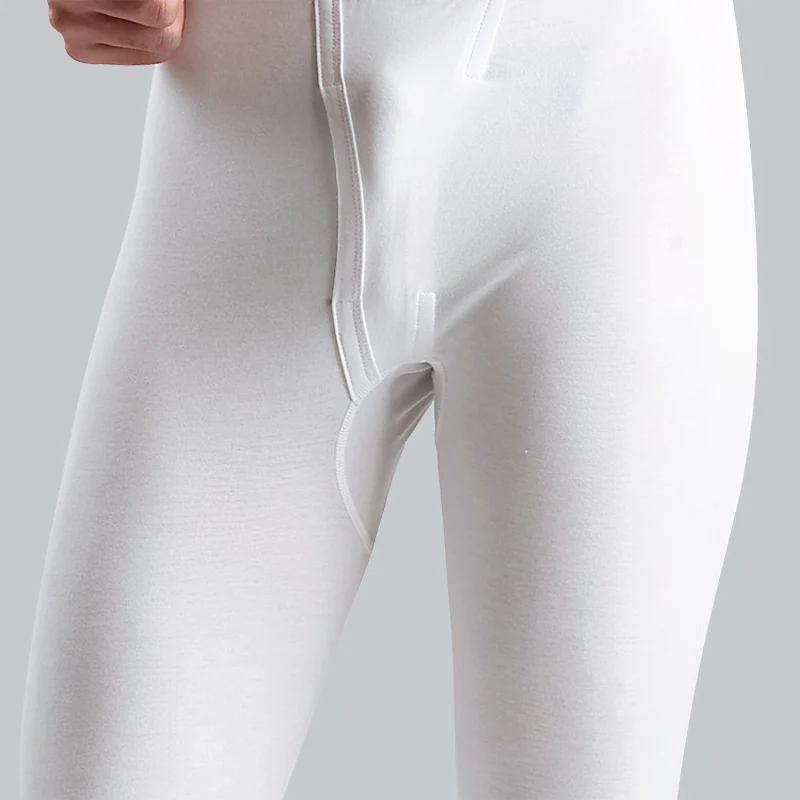 Winter Warm Plus Size Long Johns Set For Men Ultra-Soft Solid Color Thin Thermal Underwear Long Johns Men's V Neck Pajamas 022