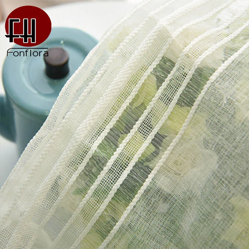 Window Curtains, Tulle, Sheer, Cortinas, Curtains for living room, Partition, Home Interior, White, Striped, Drapes for Bedroom 2