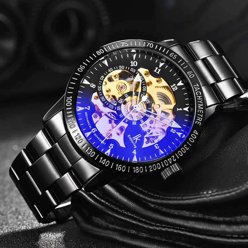 Мужские часы s IK, модные механические часы со скелетом, автоматические мужские часы из нержавеющей стали, наручные часы, Montre Homme