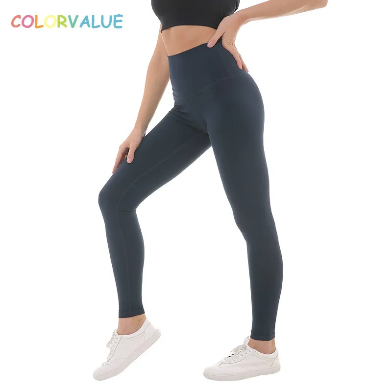 Najtaniej Colorvaluet miękkie nylonowe wysokiej talii leginsy na sport i jogę kobiety wysoka talia siłownia sportowe rajstopy rozciągliwe Jogger spodnie do fitnessu XS L