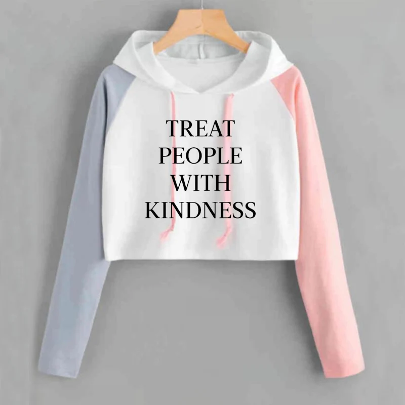  Crop Top Sweatshirt Harry Styles Treat People with Kindness Woman Hoodie Long Sleeve Pullover Sweat