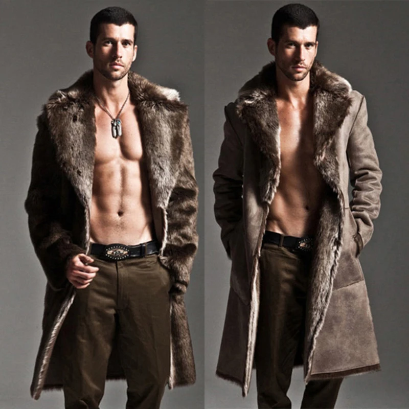 Two-sides Wear Coats Men Fur Coat Winter Faux Fur Outwear Mens Punk Parka Jackets Leather Overcoats Hombre High Quality Clothes