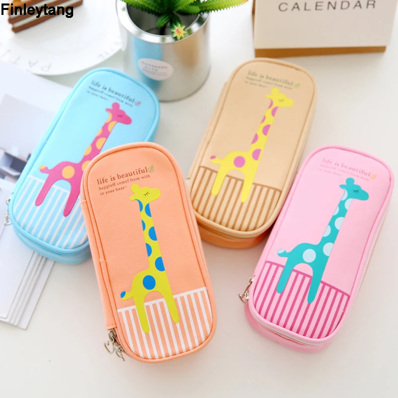 

Pencil Box Canvas Giraffe Pencil Case Large Capacity Multi - Functional Stationery Pencil Child Girl Gift Kawaii School Supplies