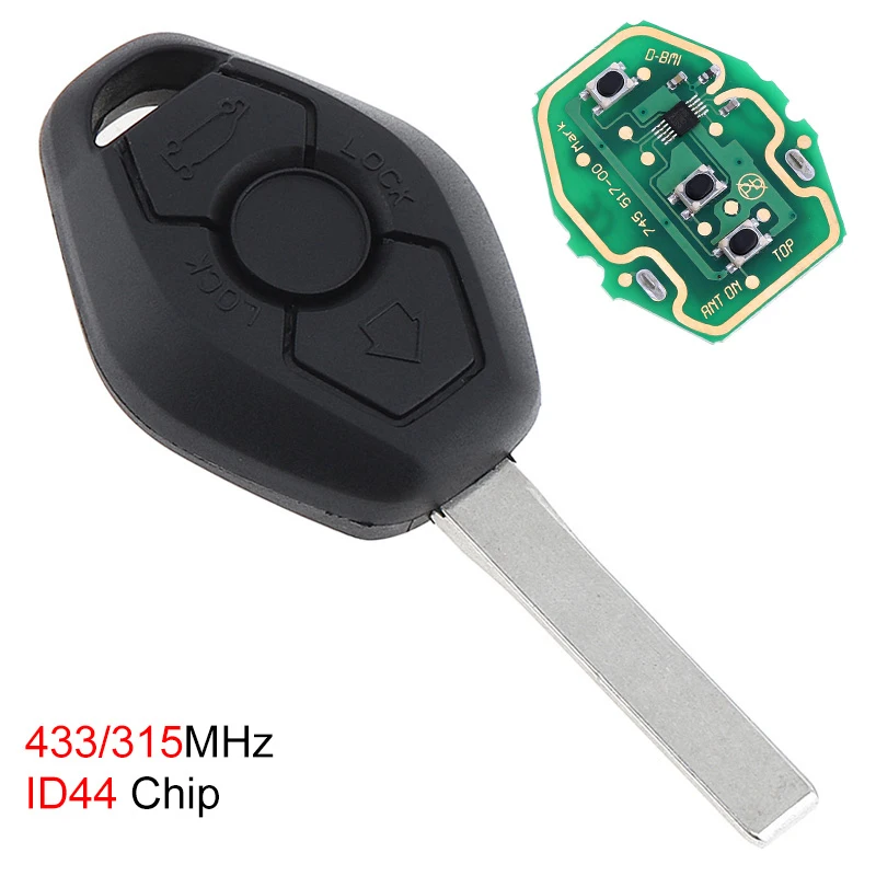 

433MHz 3 Buttons Remote Car Key with PCF7935 Chip for BMW EWS System X3 X5 Z3 Z4 1 / 3 / 5 / 6 / 7 Series 1995-2007
