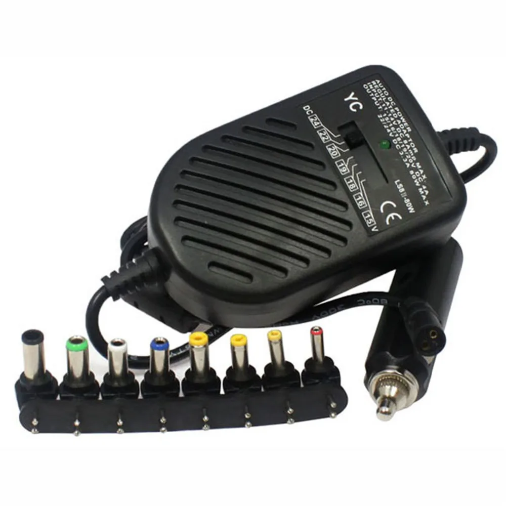 

Universal 80W DC USB Port LED Auto Car Charger Adjustable Power Supply Adapter Set 8 Detachable Plugs for Laptop Notebook