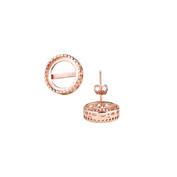 

Sterling Silver 925 White Gold Color Rose Gold Color Women Semi Mount Stud Earrings for 10mm Round Cabochon Amber Opal Setting