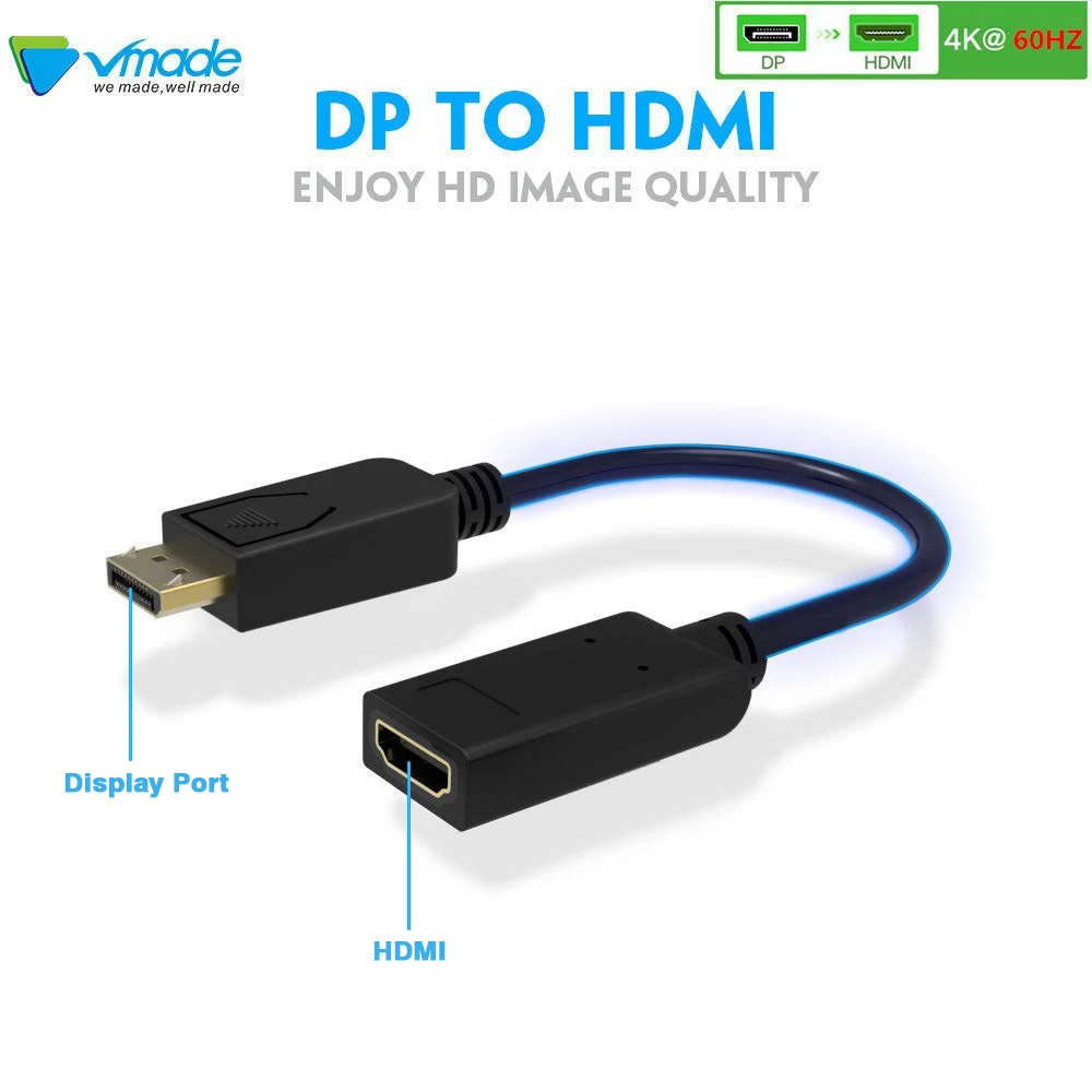 

Vmade Mini Adapter DP to HDMI Converter Support DisplayPort to HDMI 1080p Signal Conversion for PC Laptop Projector Mini Adapter