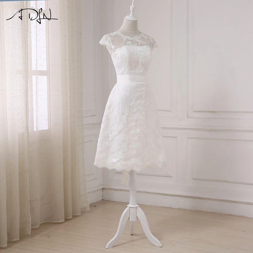 Elegant Lace A-line White Short Wedding Dress
