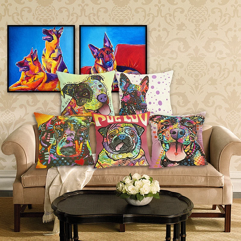 Home Decor Цвет собака Чехлы Декоративные Диван Подушка Car Home Декоративные подушки броска модные подушки случай 45x45 см Home Decor Цвет собака Чехлы Декоративные Диван Подушка Car Home Декоративные подушки броска модные подушки случай 45x45 см