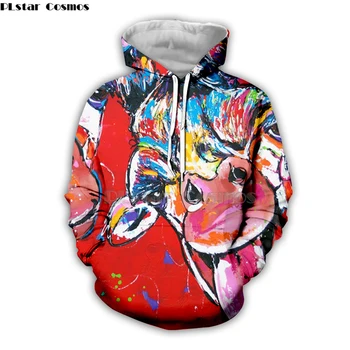 

New colorful animal Cow Vrolijk Schilderij artist hot sale men hoodies 3D sweatshirt Harajuku Women Casual streetwear VS001