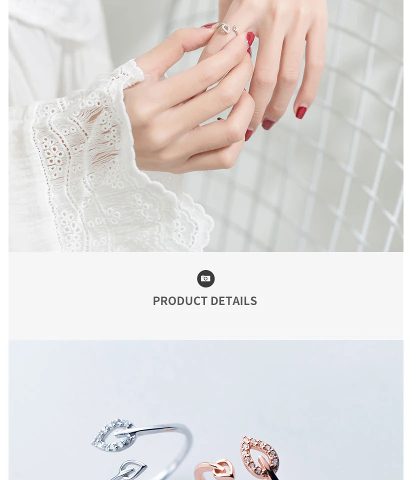 2019 100% 925 Sterling Silver Fashion Jewelry Double Hollow Leaf Round Cubic Zirconia Ring Sizable Girls Kids Xmas Gift Bijoux (9)