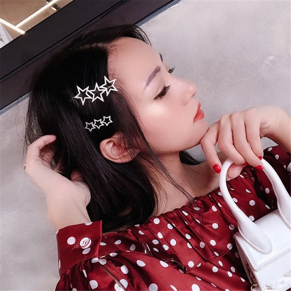 

1 PC Korea Hollow Star Hair Clips for Women Crystal Rhinestones Pentagram Hairpin Women Bridal Hair Accessories Hair Grip