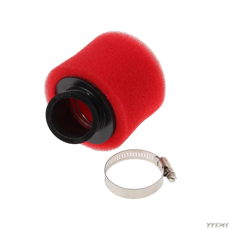 38mm Red Bent Angled Foam Air Filter Pod 110 125cc PIT Quad Dirt Bike ATV Buggy 45 Degree Air