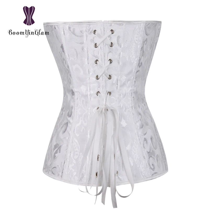 Brocade Women Sexy Lingerie Bustier Lace Up Corselet Steel Boned Corset Pleated Corsets And Bustiers With G String 8103#