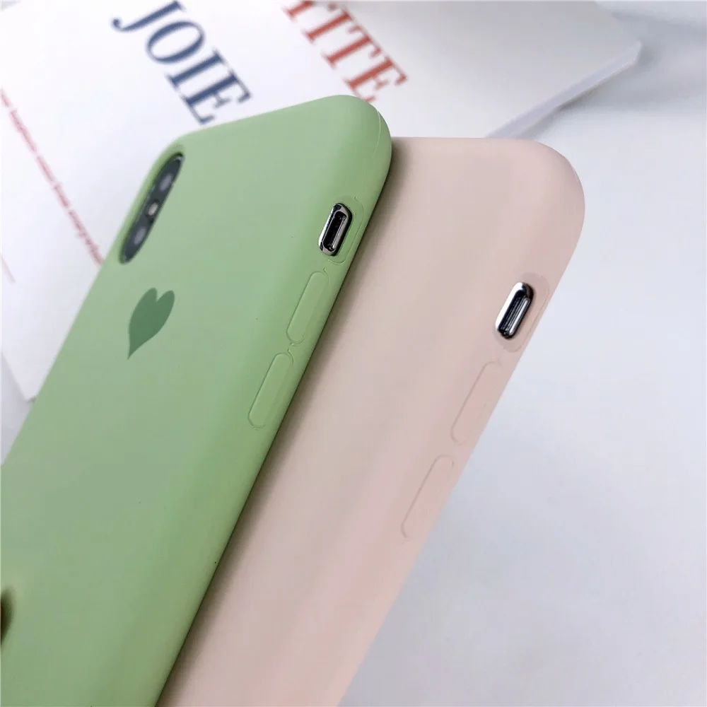 HUANQING Fashion Love Liquid mobile phone case For X XR XS Max 6 6S 7 7Plus 8 8Plus Protective Cover Sugar color case04