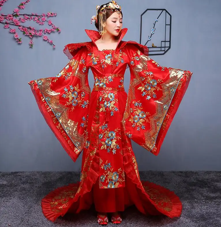 Новинка, женский костюм, hanfu, платье со шлейфом, Женская Китайская традиционная одежда, китайская черная женская одежда, Женский костюм для сцены, по телевизору - Цвет: red