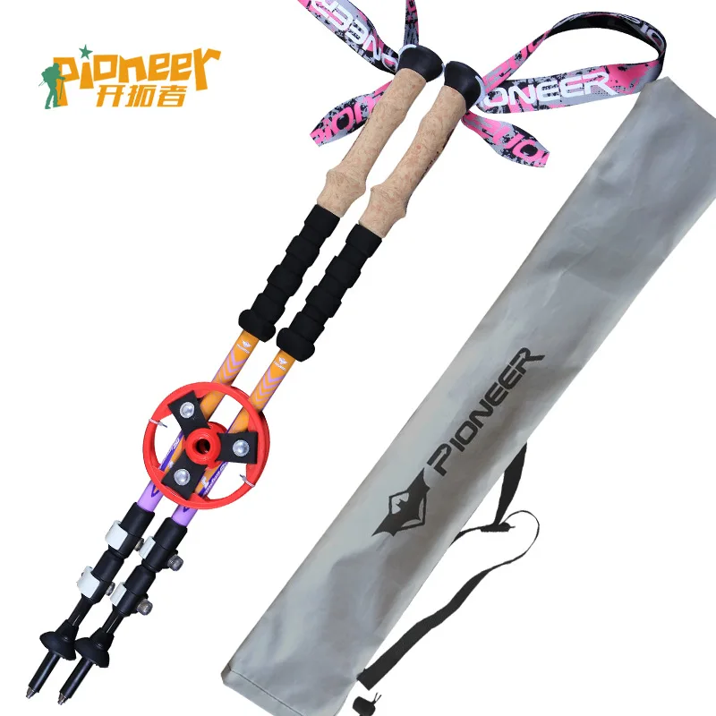Pionero de los bastones nórdicos Camping senderismo ligeros telescópica senderismo bastón de escalada equipo 2 unids/lote
