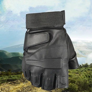 

Men Outdoor Sport Cycling Gloves Hard Knuckle Fingerless Tactical Military Cambat Gloves Sport Driving Riding Gloves Black Luvas