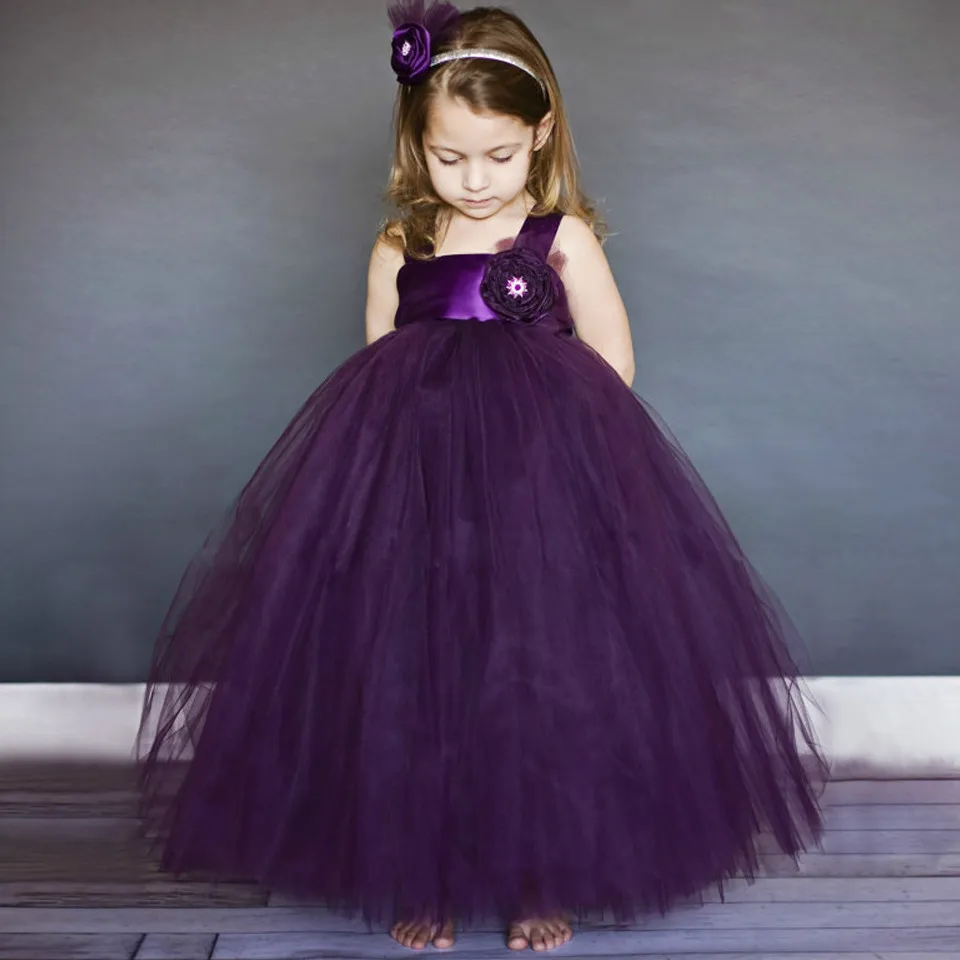 Best Selling Purple Princess Tutu Flower Girl Dresses for Weddings Ball