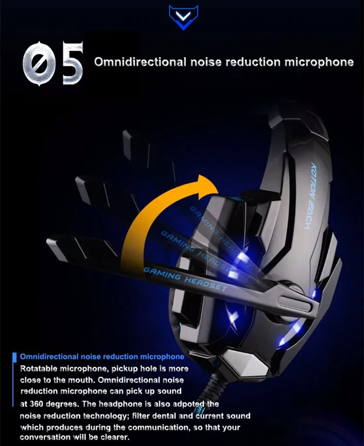SOKELYG9000 USB Gaming Headphones With Microphone 7.1 Surround Sound Game Headset LED Light For Laptop Tablet PS4 PC (7)