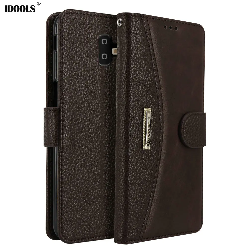 

IDOOLS Flip Case for Samsung galaxy J6 Plus prime J6+ Card Slot Coque PU Leather Wallet Cover for Samsung galaxy J6 Prime Funda