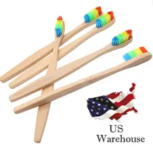 4 шт. деревянная зубная щетка для ухода за полостью рта из радуги бамбуковая зубная щетка с мягкой щетиной