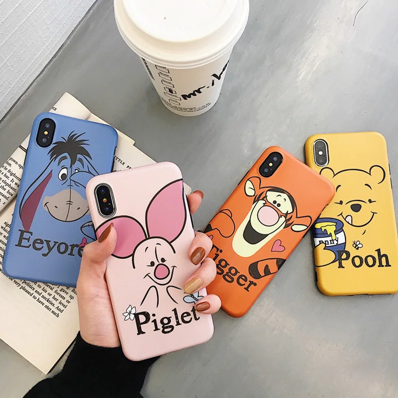 Cute Winnie Pooh Tigger Piglet Eeyore Soft Silicone phone Case for iphone 6 6s 7 8 plus Cartoon Back Case for iphone X XR XS MAX