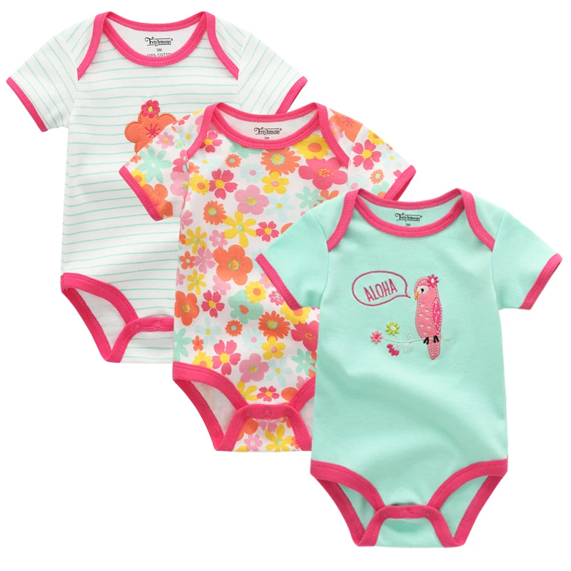 Fantasia infantis/хлопковая одежда для малышей одежда с короткими рукавами для маленьких девочек и мальчиков Новинка года, Летний комбинезон из 3 предметов для девочек от 0 до 12 месяцев