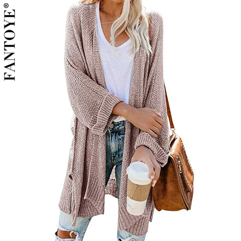 

Fantoye 2019 Autumn Fashion Women Sweater Cardigan Long Sleeve Knitted Basic Sweater Coat Female Casual Cover-Ups Tops Plus Size