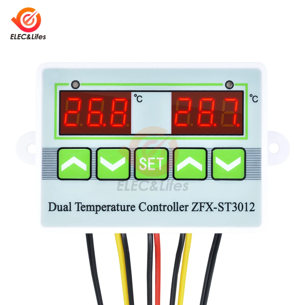 

ST3012 Smart Temperature Controller Switch DC 24V LED Digital Dual Electronic Thermostat Temperature Sensor Gauge Heater Cooler