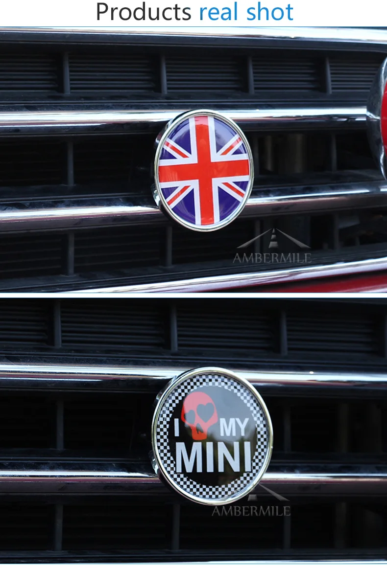Car Front Grill Emblem Badge Metal Stickers for Mini Cooper Countryman R55 R56 R50 R53 R60 R61 F54 F55 F56 Car Styling (7)