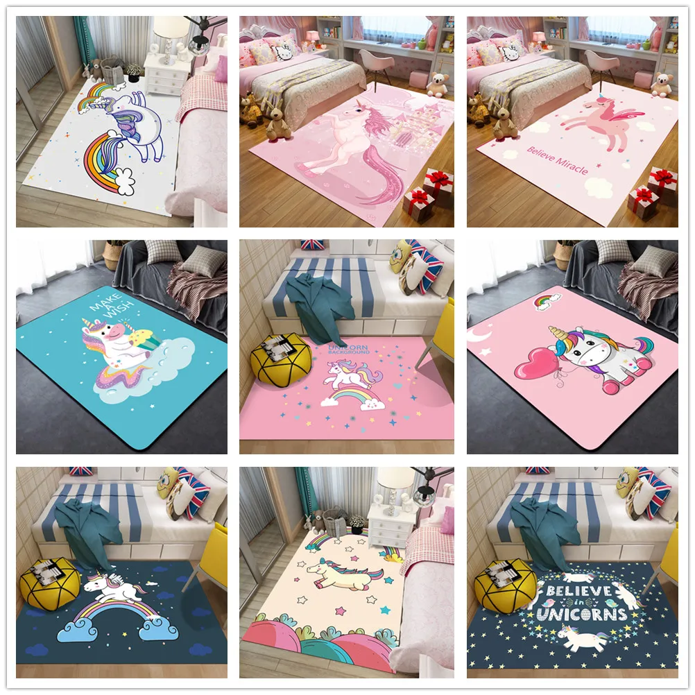 

Cartoon Unicorn Printed 3D Carpets For Living Room Bedroom Area Rugs Child Play Tent Crawl Floor Mats Cloakroom Decor Rug/Carpet
