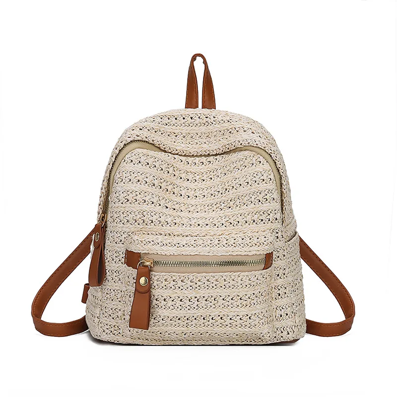 

2019 Fashion Summer Straw Backpack For Women Manual Made Tote Beautiful Beach Bag Ladies Hollow Out Satchel Schoolbag Travel Bag