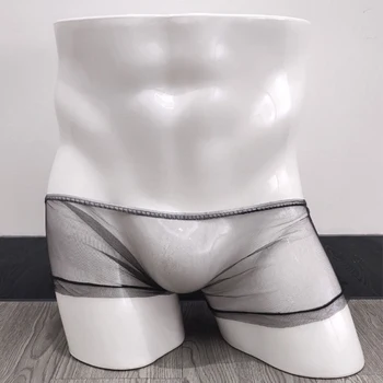 

Men Mesh Underwear Boxer Lingerie Soft Shorts Trunks Male Sexy Panties Transparent Sheer See-through Breathable Underpants