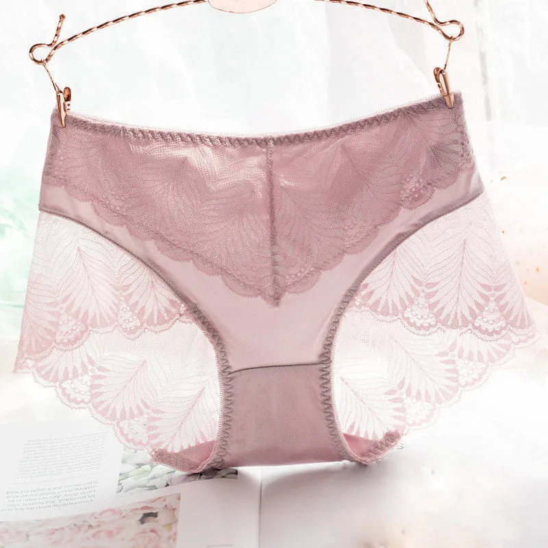 

Lace Panties Mid-waist Sensual Seamless Knickers Tighten Abdomen Sexy Lingerie