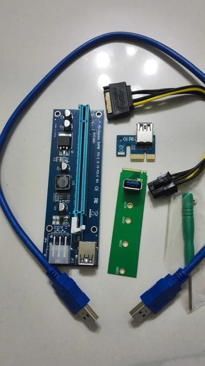 

New Pcie Pci-e Pci Express Riser Card M.2 NGFF To 16x GPU Usb 3.0 Extender Riser AND X1 TO X16 Card Adapter