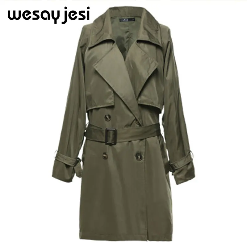 

2018 Autumn fashion New Brand Women Trench Coat Long Windbreaker Europe America Fashion Trend Double-Breasted Slim Long Trench