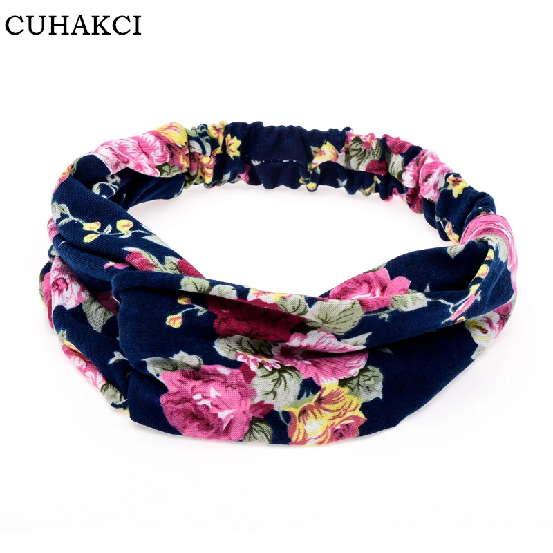 

CUHAKCI Turban Twisted Knotted Ethnic Headband Flower Headband Retro Women Elastic Floral Stretch Hair Accessories Headwear