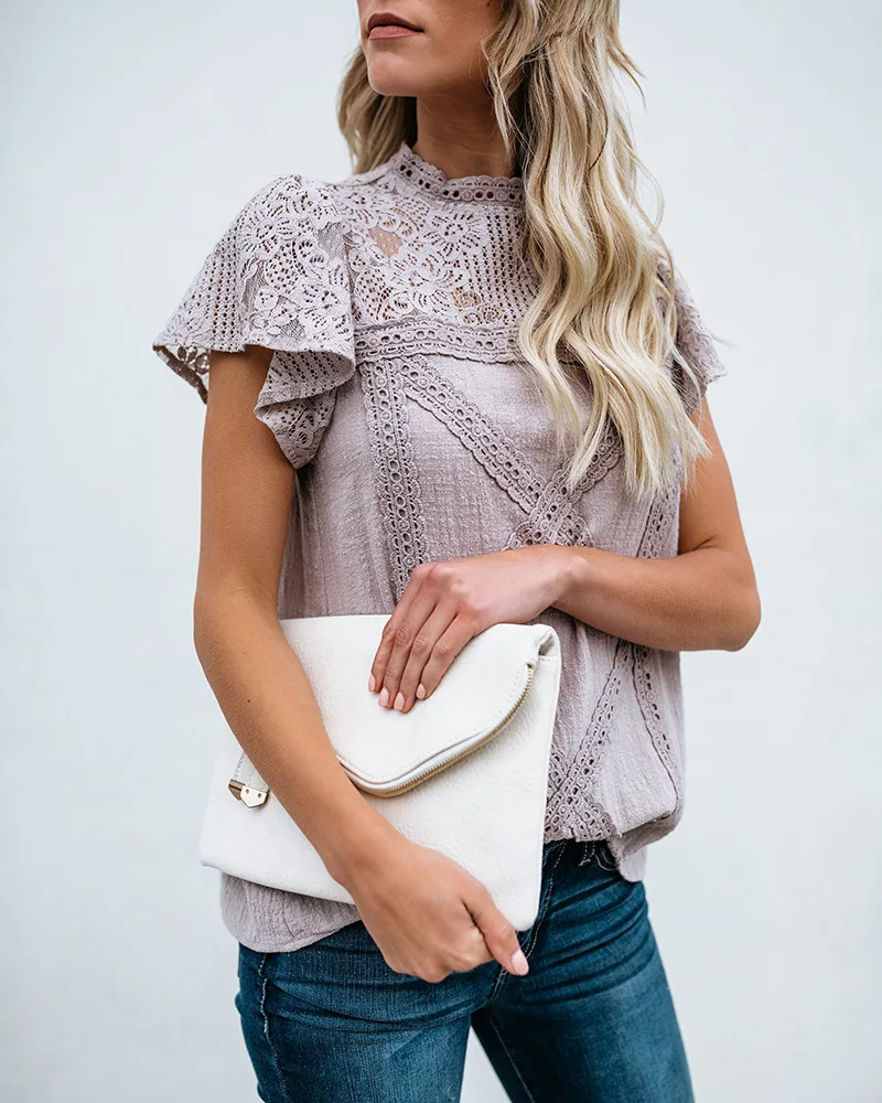 2020 Summer Chiffon Tops Women Blouses Ruffles Plus Sizes Befree Boho Floral Elegant Lady Sexy Lace Casual Embellished Shirts - 32989448692