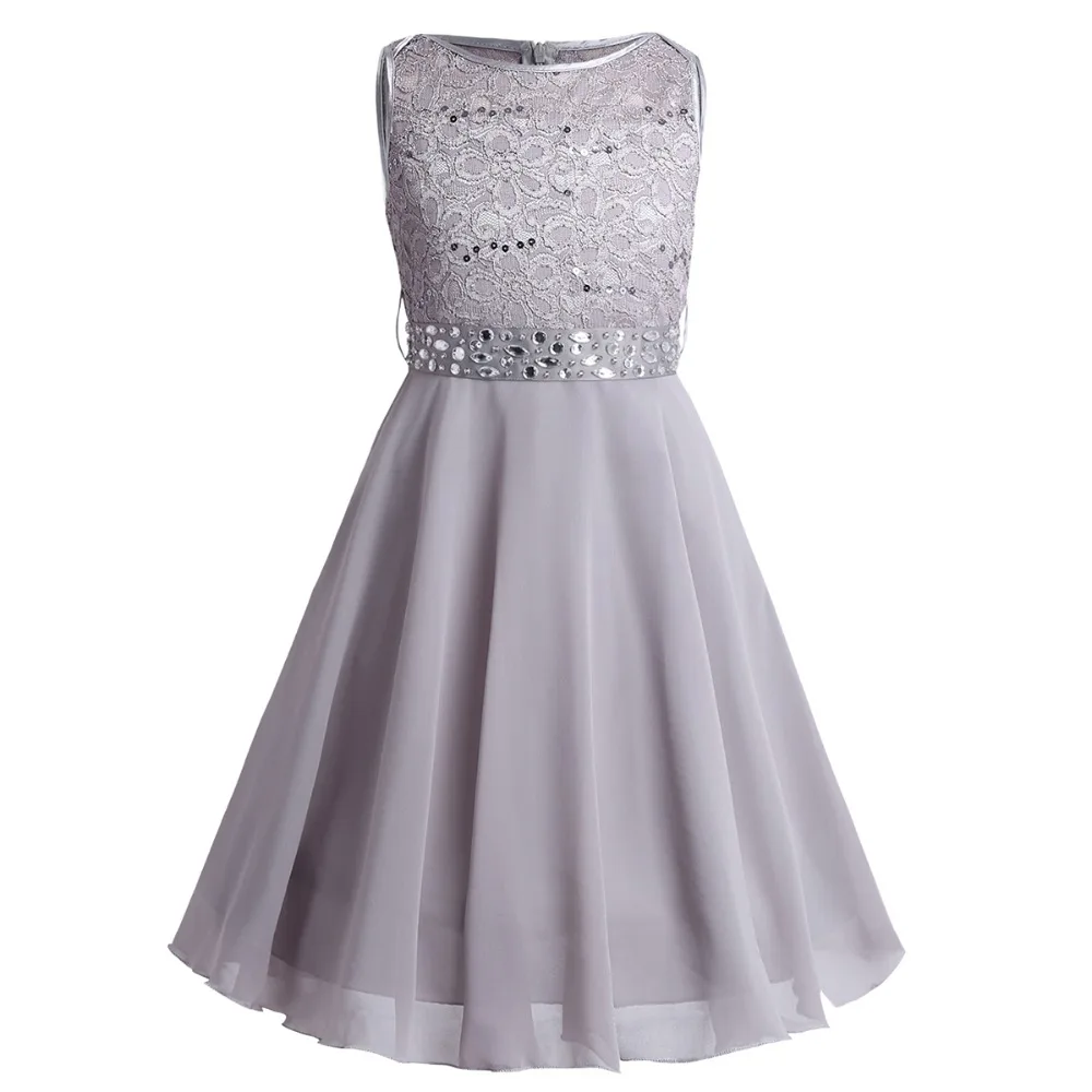 Iiniim/кружевное шифоновое платье с блестками для девочек; платье без рукавов с цветочным узором для девочек; платье принцессы для торжеств, свадьбы, дня рождения; Vestidos