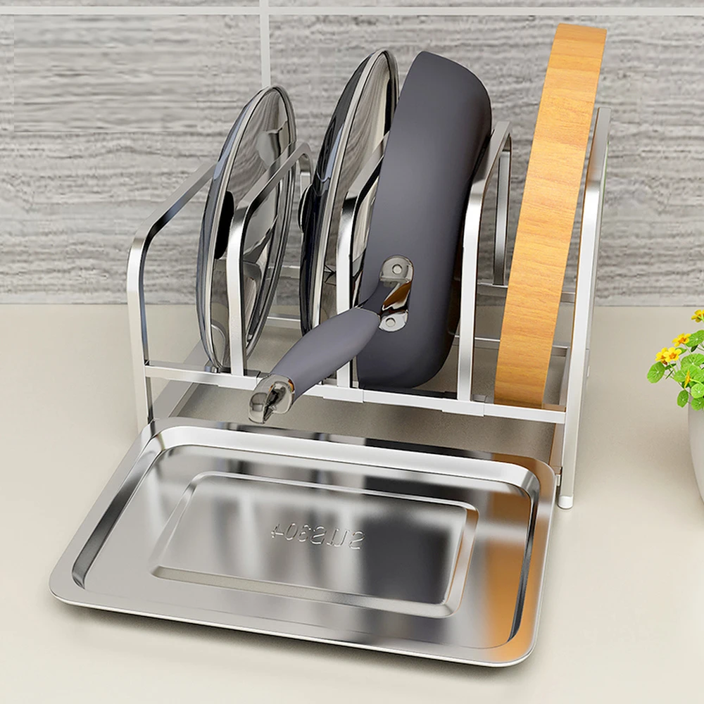 304 stainless steel Telescopic storage rack pot cover sitting plate drain shelf kitchen cutting boa - 32911136853