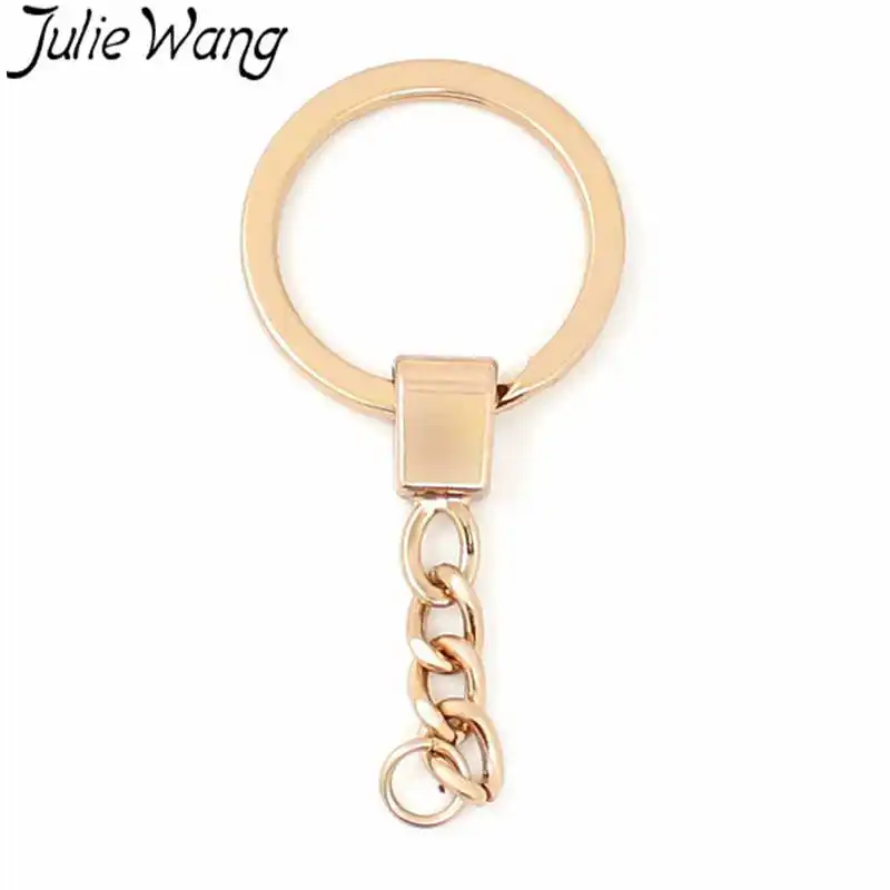 Julie Wang 10 шт. медный Брелок Сплит кольцо с короткими брелоки цепочки ручной работы