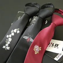 Новые корейские модные повседневные Дизайнерские высокого качества детские школьные Стройный галстуки 5 см галстук вышивка с молнией 10 шт./лот