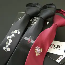 Новые корейские модные повседневные Дизайнерские высокого качества детские школьные Стройный галстуки 5 см галстук вышивка с молнией 10
