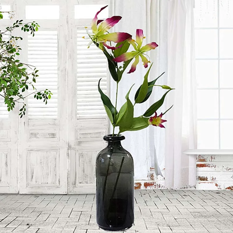 

5 Heads Flame Lily Branch Artificial Flowers for Home Party Wedding Christmas Decoration Silk fake flowers Real Touch Florals