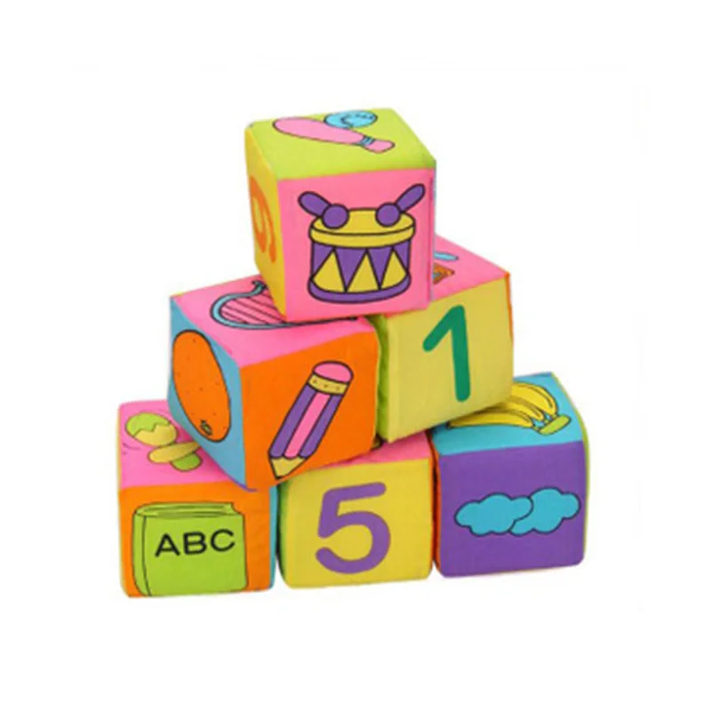 

6 PCS Cartoon Cloth Velvet Block Building Block Enlightenment Animal Alphabet Number Velvet Early Education Toys Cube