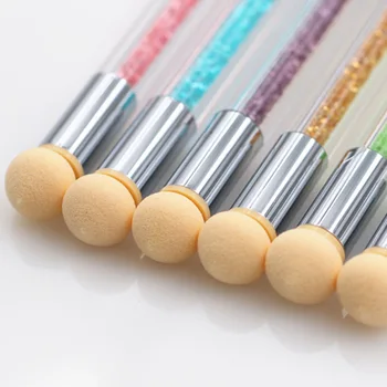

Glitter Powder Picking Dotting Gradient Pen Brush + Sponge Double Head Nail Art Tool MH88