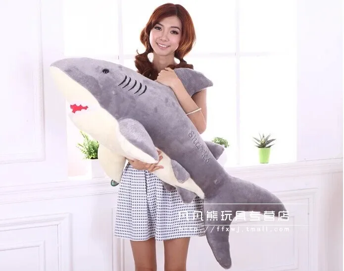 

stuffed animal 110cm grey shark plush toy doll throw pillow birthday gift w3576