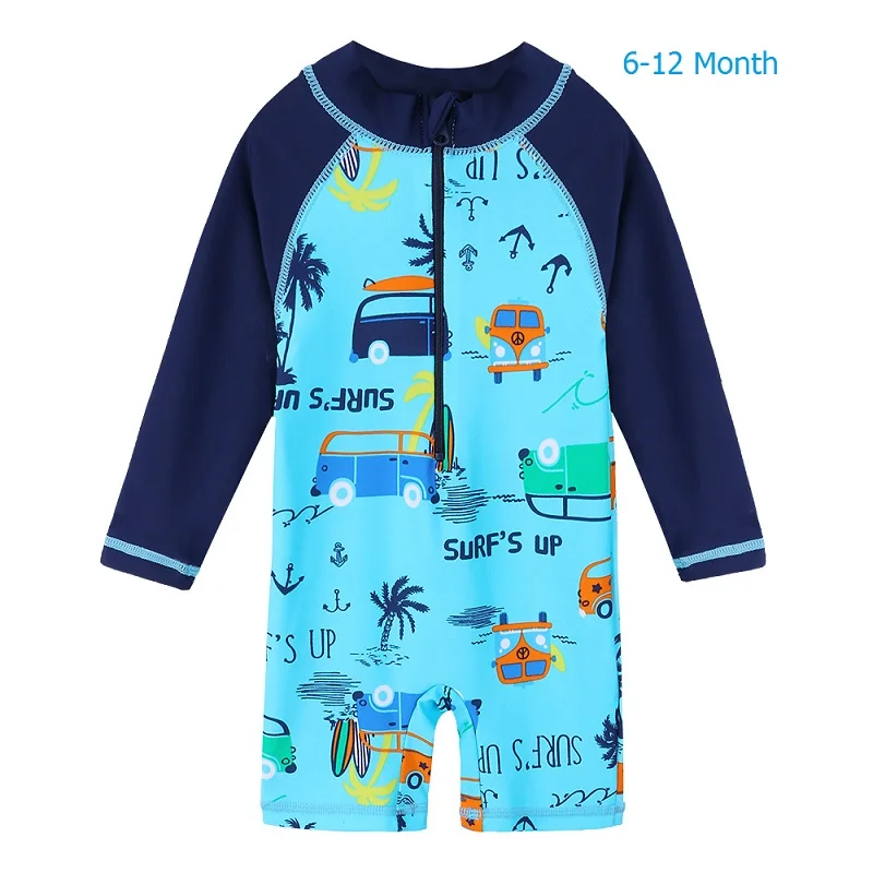 BAOHULU/голубой купальник с цветочным рисунком для маленьких девочек; солнцезащитный Купальник; детская одежда для купания; цельный купальник для девочек - Цвет: 6-12 Month car